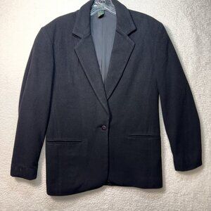 J. Crew Vintage 90s Black Wool & Cashmere Blend Single Button Blazer 2